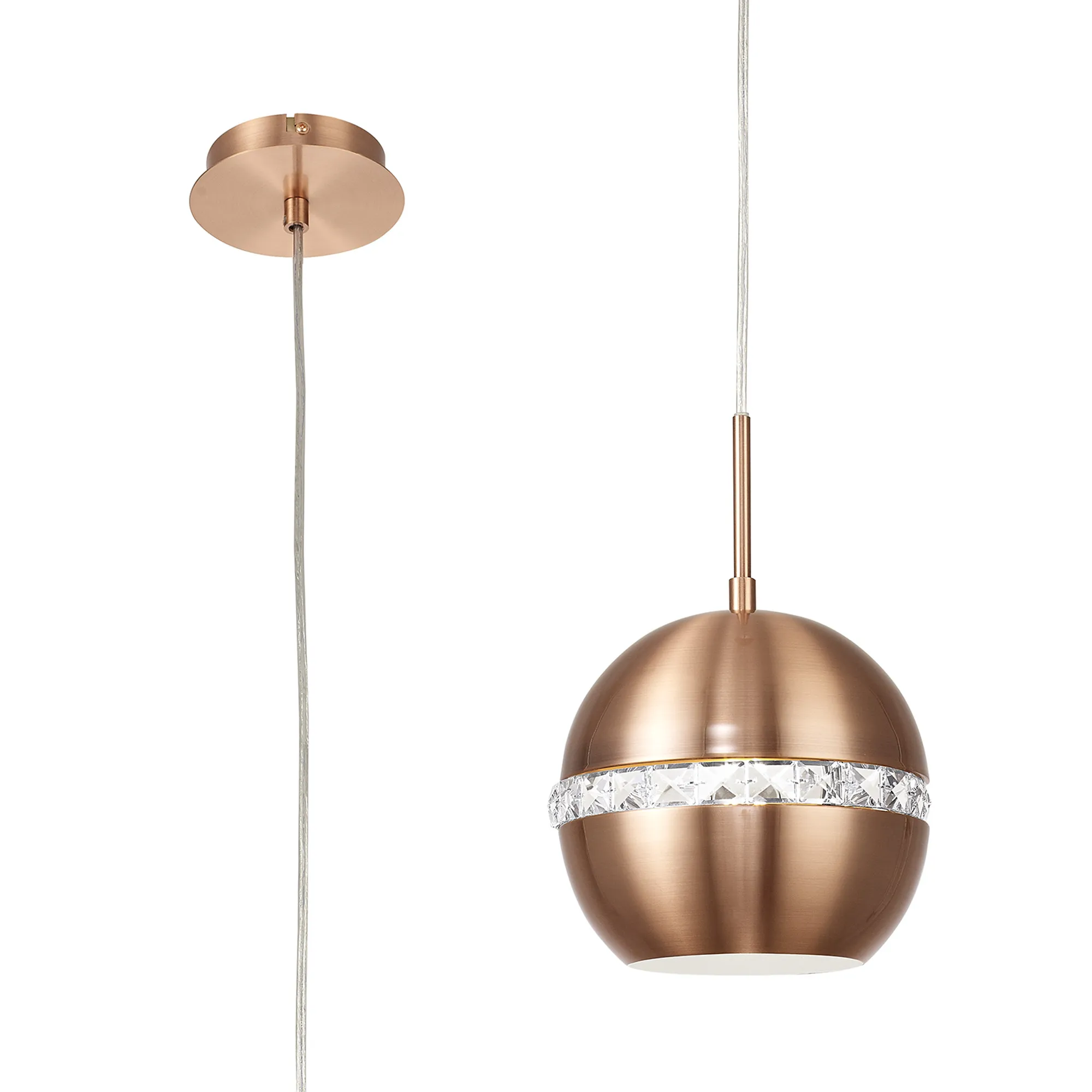 IL31610  Andrea Crystal Pendant 1 Light Satin Copper
